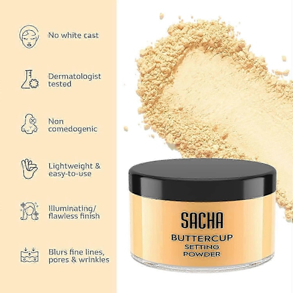 2 st Nya Sacha Buttercup Setting Powder - Finmalen och Flash-Vänlig bogo