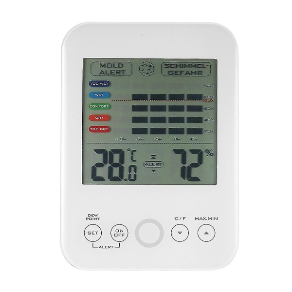 Digitalt termometer Hygrometer Temperatur Luftfugtighed Meter Måler Vejrstation