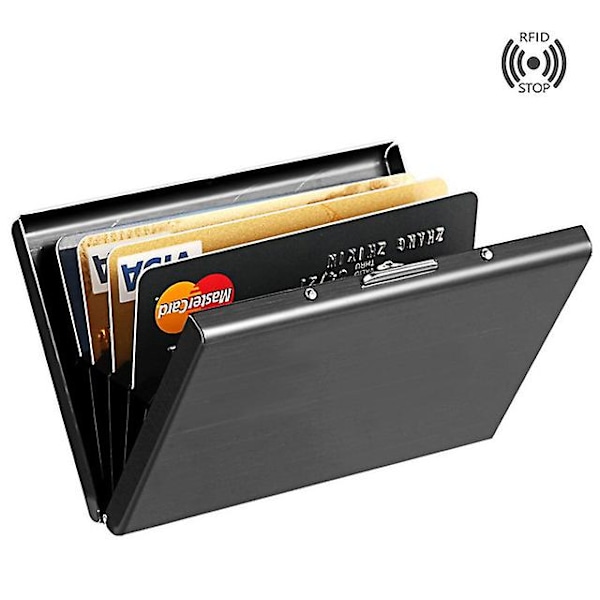 Fashionable Aluminum Antimagnetic Card Holder Women Men Metallic Cowhide Rfid Credit Card Business Card Holder Storage Bag Wallet