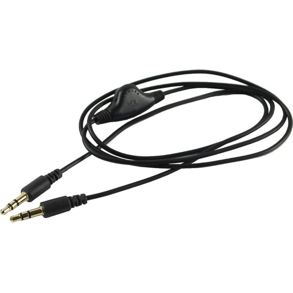 2 stk 3,5 mm M/m Stereo Hodetelefon Audio Forlengelseskabel Med Volumkontroll Svart