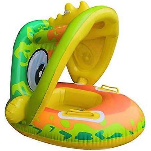 Baby Pool Float med Solskærm - Oppustelig Svømmering Spædbarn Baby Floatie Spring Float Pool Fit Sikkerhedssæde Børns Vandlegetøj (Grøn-frø)