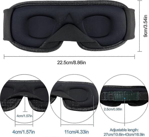 Sovmask Nattmask Ögonbindel Natt Cahce Ögon För Sömn Memory Foam 3D Konturpassform