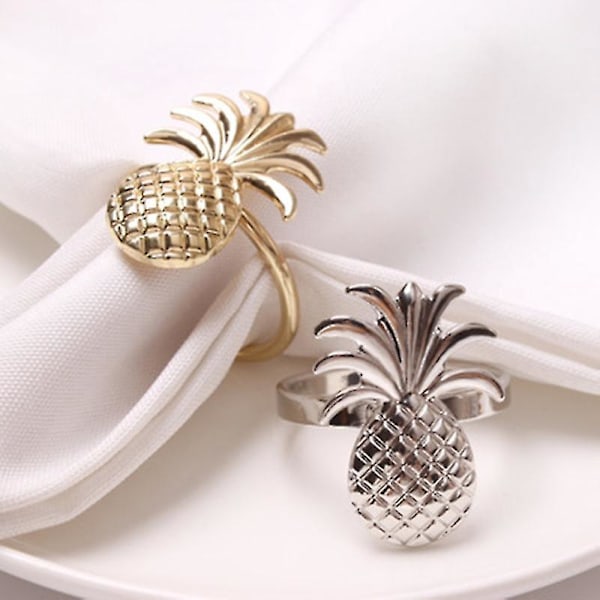 12 stk. Ananas Servietring Metal Plating Servietring Ring Stativ Bryllup Ferie Fest Bord Dekora