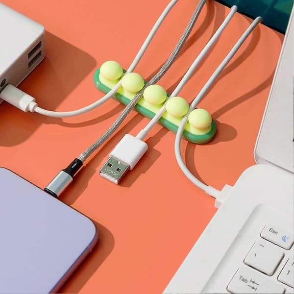 Universal Silikone USB Kabelholder Skrivebordsorganisering Ledningsoprulningsklips