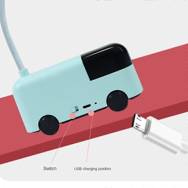 Sød Natlampe, Tegneserie Bus LED Lampe til Børn, Øjenvenligt Blødt Lys, Indbygget Batteri, Kreativ Gave - Perfekt til Sengebord, Skrivebord eller Børneværelse, Sød
