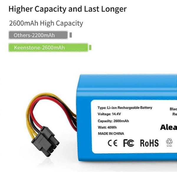 14.4V 2600mAh Batteri For Conga Excellence 1390 Robotstøvsuger