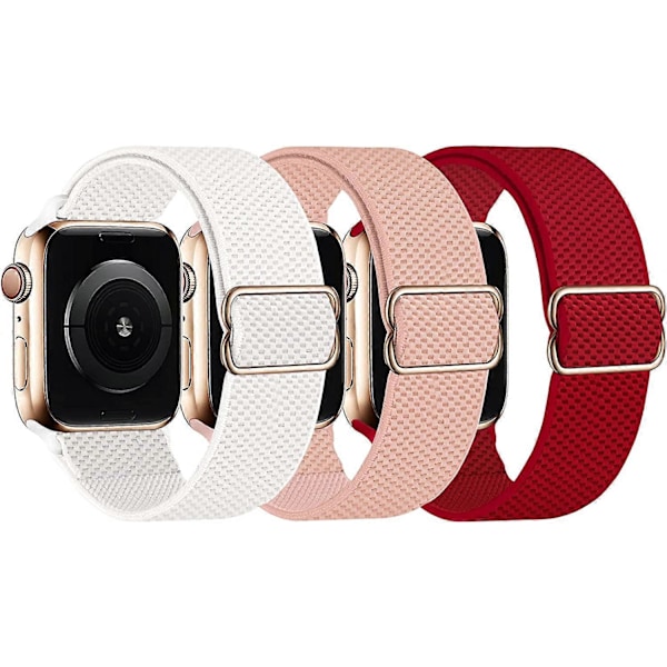 Stretchbar Solo Loop-armband Kompatibel med Apple Watch Band 38mm 40mm 41mm 42mm 44mm 45mm, Stretch Flätat Sport Elastiskt Nylon Armband för Kvinnor Män