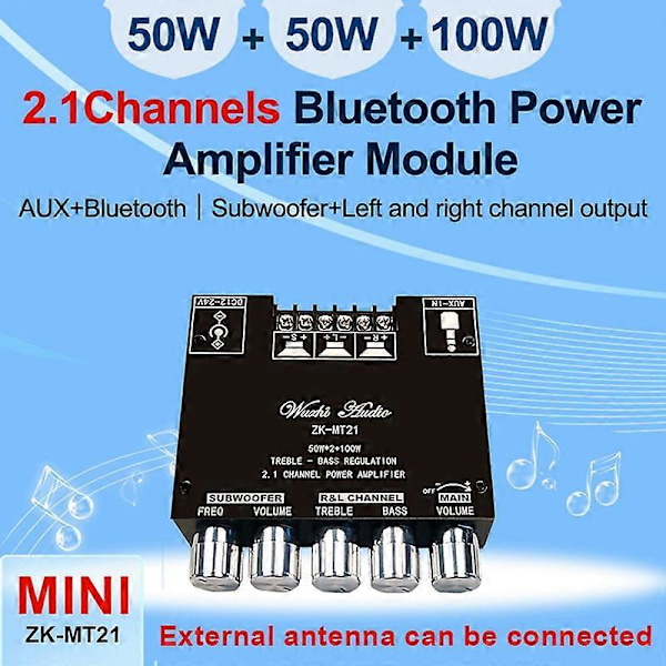 -MT21 2.1 Bluetooth 5.0 Subwoofer Forstærker Board Audio Stereo Forstærker Modul