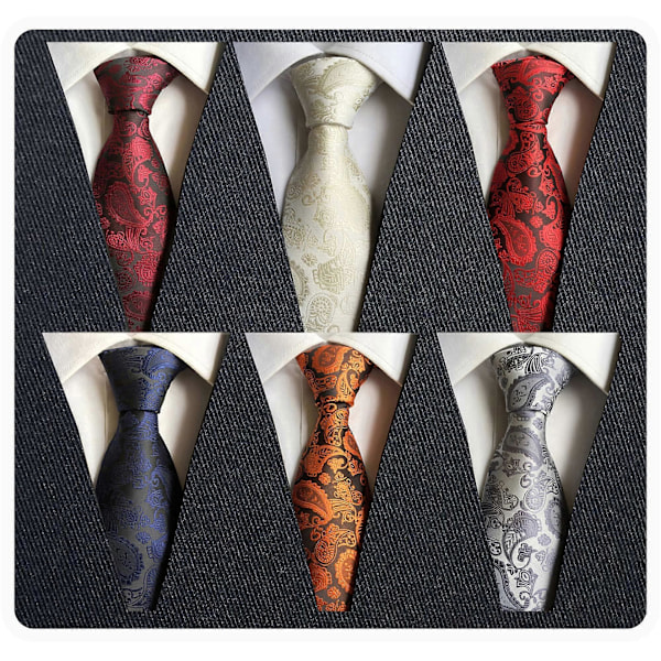 6 stk. Herre Slips Klassisk Slips Glycin Jacquard Slips