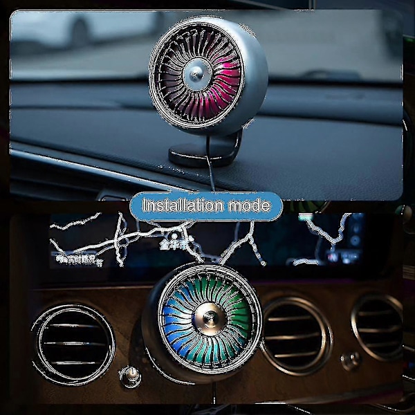 Bil Auto USB Lav Støj Elektrisk Justerbar Mini Luftventil Køleventilator