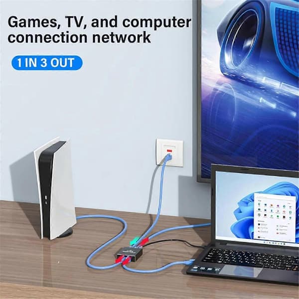 1000Mbps 1 til 3 Gigabit Ethernet Adapter RJ45 Splitter Lan Connector Internet Splitter LAN Splitter