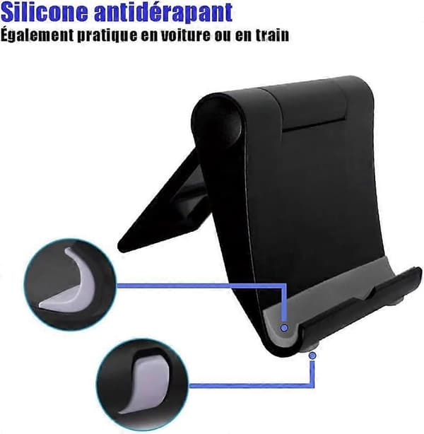 Sort Bærbar Bordtelefonholder Foldbar Telefonstand 360 Justerbar Smartphoneholder til iPhone og Android-telefon