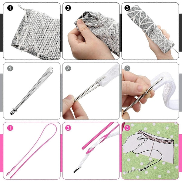 6 Stykker Sætsy Loop Kit, Loop Turner Krog Fleksibel Snøre Tråder Metal Pincet Lang Loop Turner Værktøj med Lås