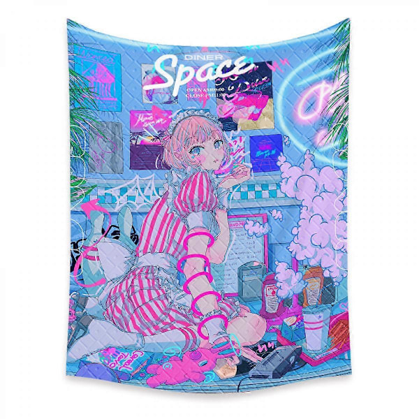 Wekity Anime Vægtæppe Æstetisk Kunst Hjem Baggrundstof Dekoration Gave Boho Vægtæppe til Stue Soveværelse Dekoration (614-11, 59 X 79 tommer)