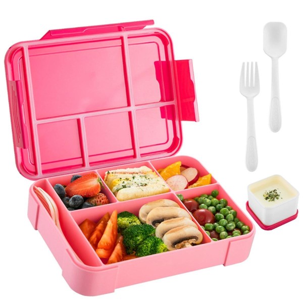 Bento Lunchbox Barn, Bento Box Lunchbox Vuxna med 5 fack och 1 salladsdressingbehållare