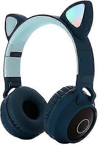 Bluetooth Hovedtelefoner, Katteøre LED Lysende Trådløse Foldbare Over-Ear Hovedtelefoner med Mikrofon og