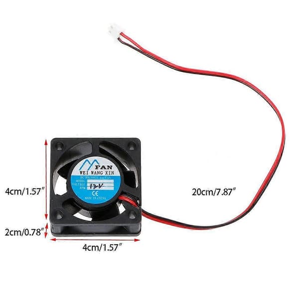 4020 til DC 12V 2Pin Køleventilator 40mm Støjsvag CPU-ventilator til DC Børsteløs med 20cm