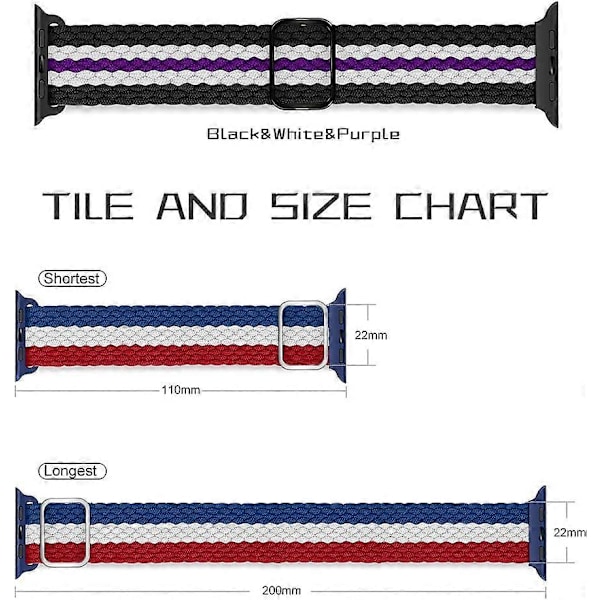 Elastisk Solo Loop-reim Kompatibel med Apple Watch-reim 41mm 40mm 38mm, Justerbare Elastiske Nylon Flettet Sport Armbånd for iWatch Series 7 6 5 4