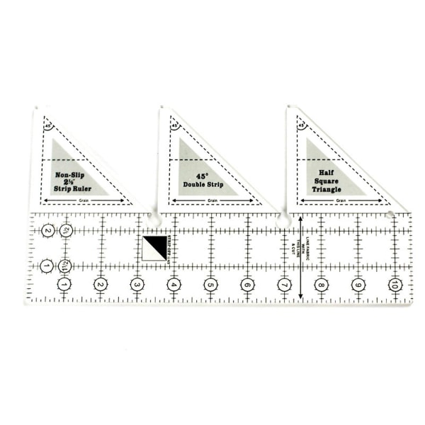 Kreativ linjal med rutenett, 45 graders dobbel stripe-linjal, sklisikker kvart-firkantet, trippel-hjørnet kuttelinjal