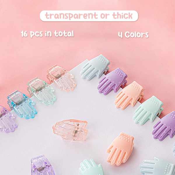 16 söta handformade mini plastbindare, 2 * 3cm klämmor, (16 stycken)