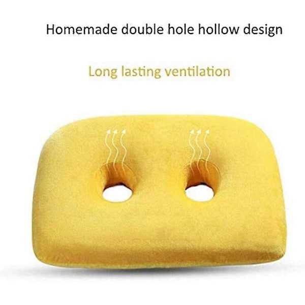 Memory Foam Sittebenspute med to hull for rumpe, korsrygg, hamstrings, hofter, Ischial Tuberosity Coccyx-pute for halebeinsmerter, Blå,-