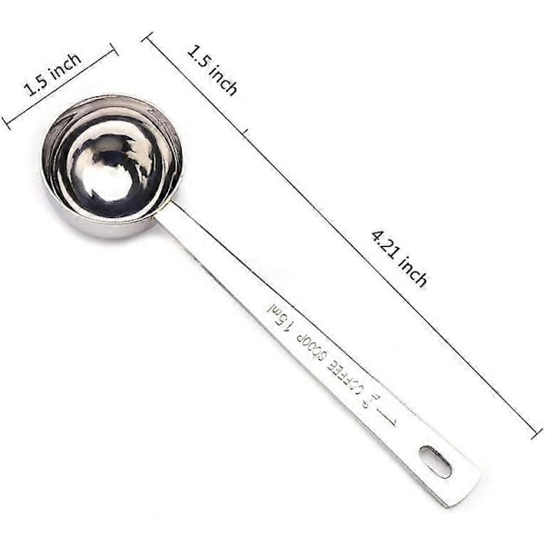 15 ml Kaffeskje 304 18/8 Rustfritt Stål 1 Spiseskje Måleskje for Kaffe, 1 Spiseskje, Sett med 2