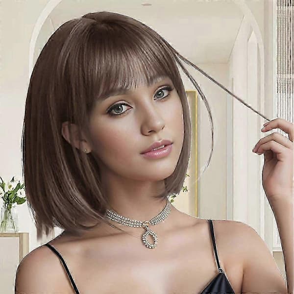 Peruker Koreanska Lugg Kort Rakt Hår Inre Spänne Stil Trendigt Modernt Chic