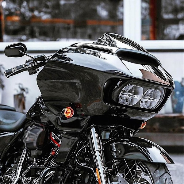 Vindskærms Trim Lys Vindskærm Kåbe LED Blinklys Kørelys Til Road Glide Modeller - Sort