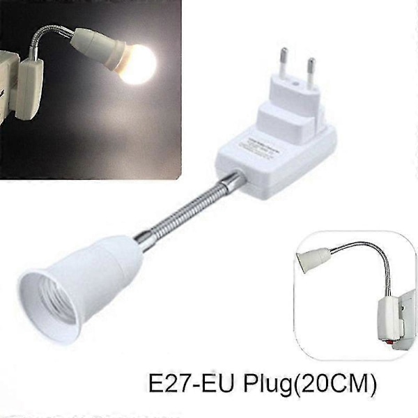 E27 EU Plugg Sokkel Adapter Med På/Av Bryter Lys Lampe Pære Alle Retninger