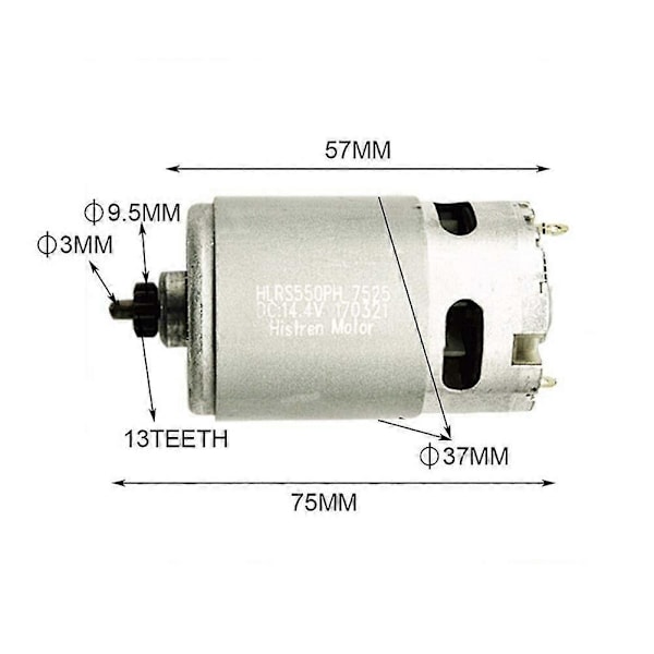 2025 Ny 14.4V 13 Tänder Motor för Bosch GSR GSR14.4-2-Li PSR14.4 Li-2 Hållbar Borrmotor Reservdelar Metall