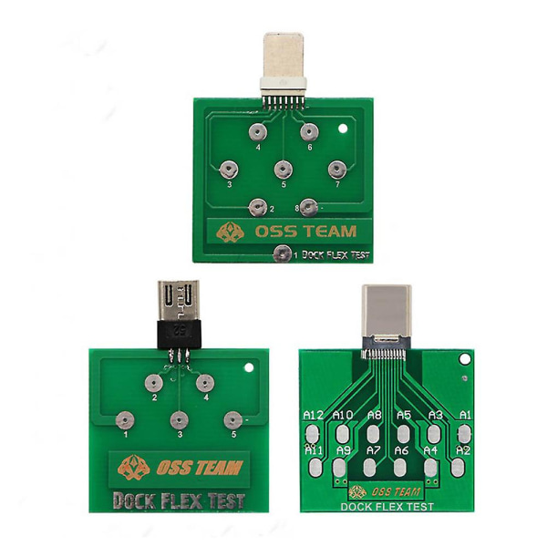 3 stk Micro USB Dock Flex Test Board for iPhone 13 12 11 Android Phone U2 Batteristrøm Lade Dock Flex Testing Tool