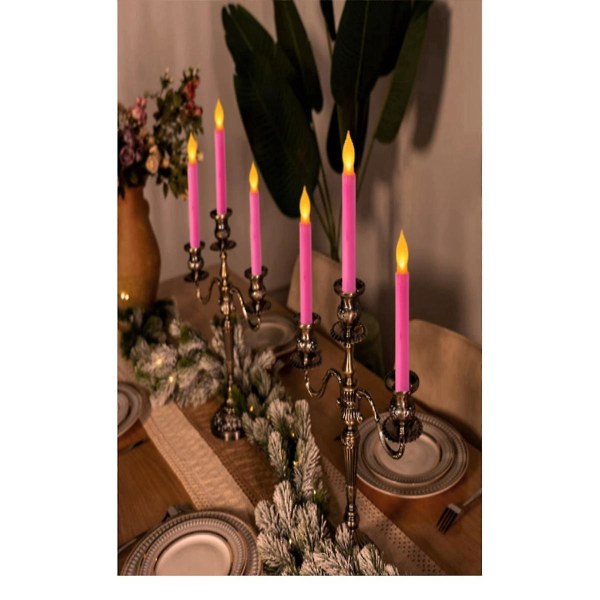 Simulering Flammeless Led Candle Light Long Pole Tear Candle Fødselsdag Farverig Shell Gul Flash De
