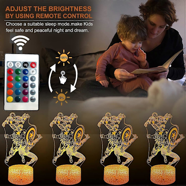 Drengegave Natlys til Børneværelse LED Dekoration 3D Illusion Lampe med Fjernbetjening/16 Farver Sengelamper som Fødselsdagsgaver eller Julegaver