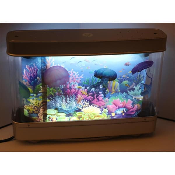 Simulert Akvarielampe Akvarium Dekorativt Nattlys Virtuell Hav Dynamisk LED Bordlampe Romdekor EU-plugg