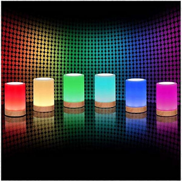 Caxmtu LED Yövalo Kosketuslamppu Yöpöytälamppu Lasten Makuuhuoneeseen Ladattava Himmennettävä Lämmin Valkoinen Valo + RGB Värinvaihto