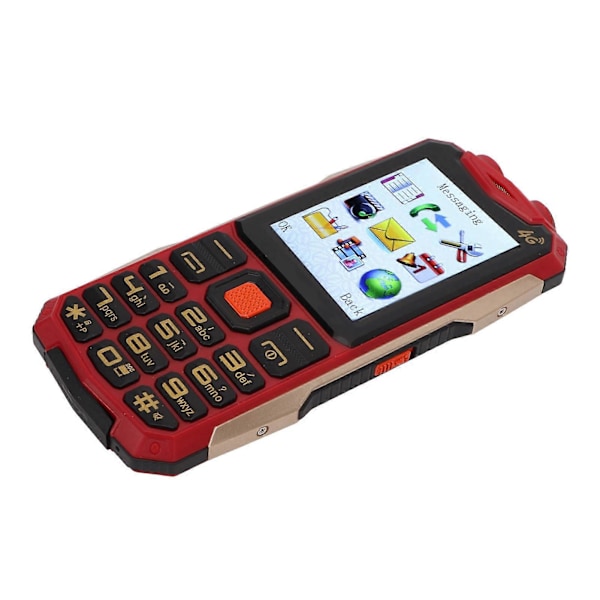 2.8in HD Skärm Senior Mobiltelefon 2G Dual SIM Dual Standby 4800mAh Högtalare Äldre Mobiltelefon med Röstutsändning Röd