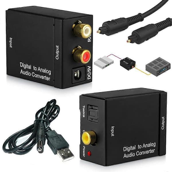 Digital til analog lydkonverter optisk koaksial Toslink RCA TV Lydadapter