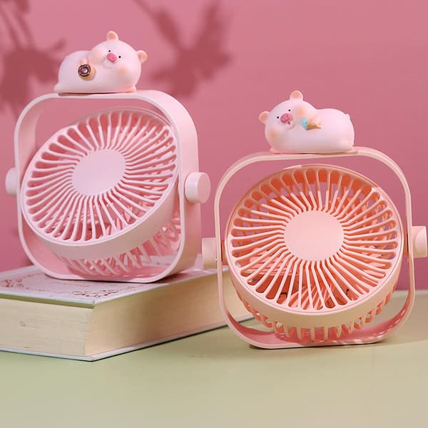 Mini Ventilator Bærbar Stærk Vind 3 Hastigheder Sød Tegneserie Skrivebord USB Køleventilator til Børneværelse