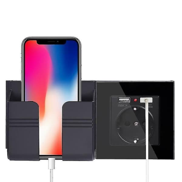 Dobbel USB-ladeport, 16A Vegg EU Stikkontakt - Uttak Glass & PC Panel