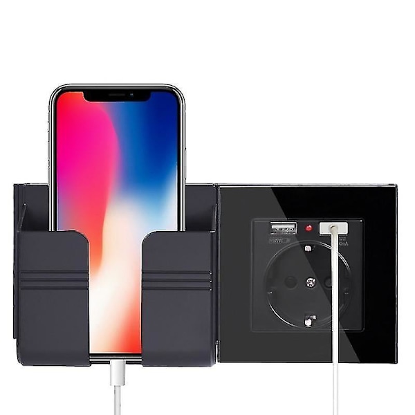 Dobbelt USB-ladeport, 16A Væg EU Stikkontakt - Glas & PC Panel