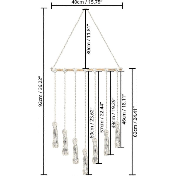 Fotovegg-organisator med 25 trekklips - 40 x 92 cm - Rommer 25 bilder - For å henge opp bilder, kolasjer, dekorasjoner, trykk, kunstverk