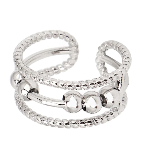 Fidget Ring Justerbar Åben Perle Sølv Letvægts Smykker til Stress og Angstlindring