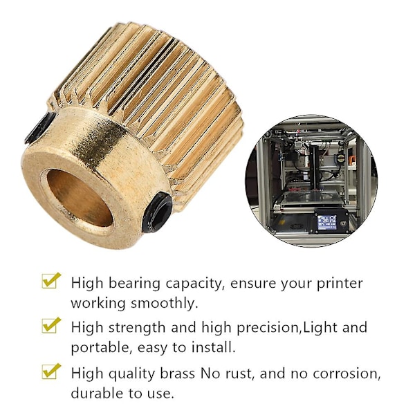 Högkvalitativ 10st Mässingsdrivhjul för MK7 MK8 Extruder - 3D-skrivartillbehör