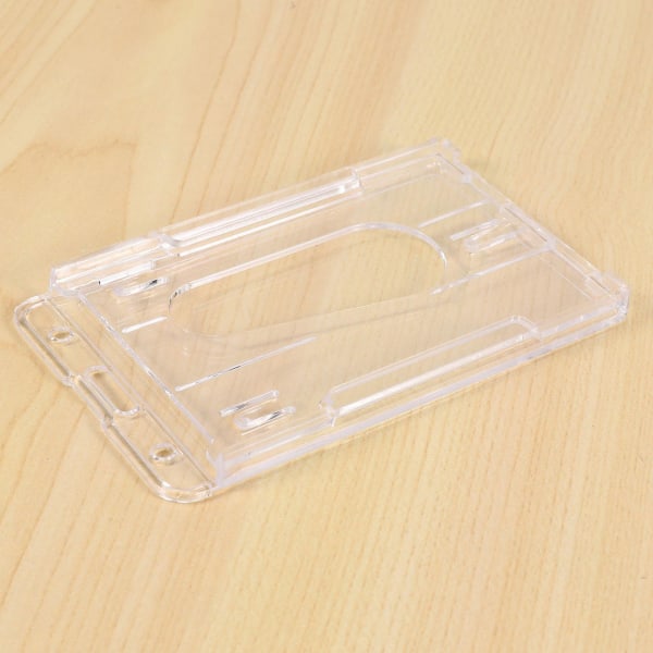 1x Vertikal Hardplast Badgeholder Dobbel Kort ID Multi Transparent 10x6cm