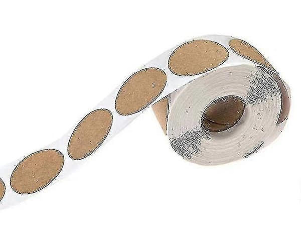Naturlige Brune Kraft-klistremerker (500 per rull) - for prislapper