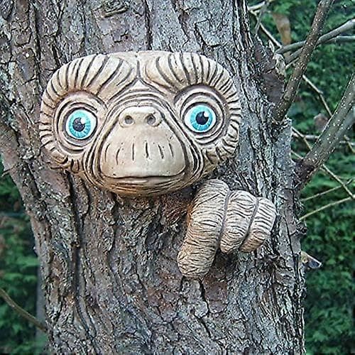 Alien Hage Statue - Trehode - Hage Statue i Resin - Dekorativ Statue For Hage
