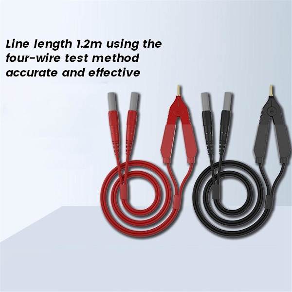 Kelvin Test LCR Ledning Bundmodstand 4-leder 4mm Lanterne Stik Clip Orichalum Belægning Kelvin Prober J.70075