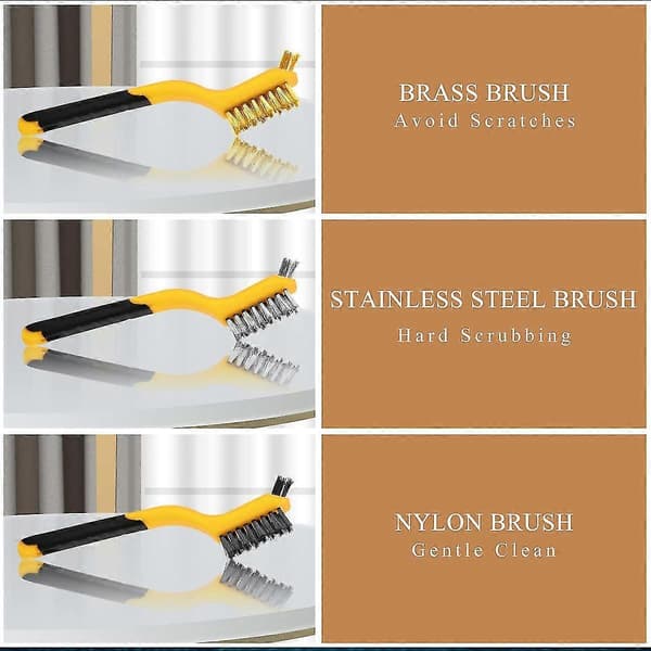 6 stk. Tråd børste sæt Børstet messing/rustfrit stål/nylon Tråd børster til rengøring med buet