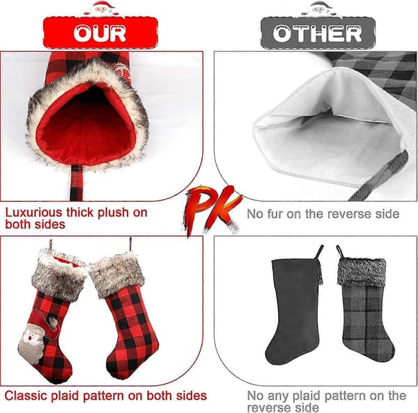 Jule-Strømper Buffalo Plaid Rød og Svart Buffalo Plaid Jule-Strømper, 3 stk