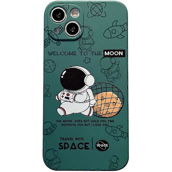 Sött Astronaut Sidotryck Telefonskal för iPhone 12 Pro Max Rolig Kreativ Illustration Mjukt Silikon Mobiltelefonskydd